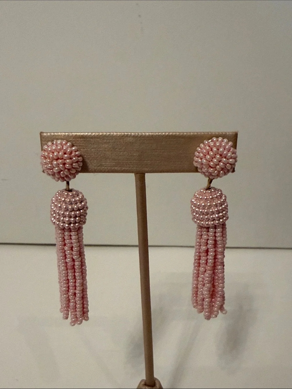 J. CREW EARRINGS PINK SEED BEADS STRANDS POST PIERCED DANGLE